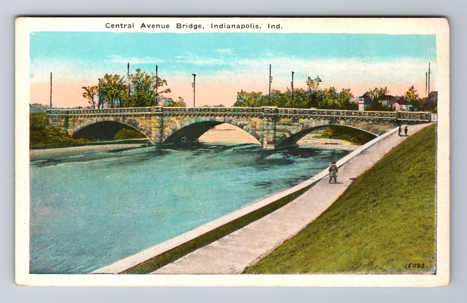Indianapolis IN-Indiana, Central Avenue Bridge, Antique, Vintage Postcard