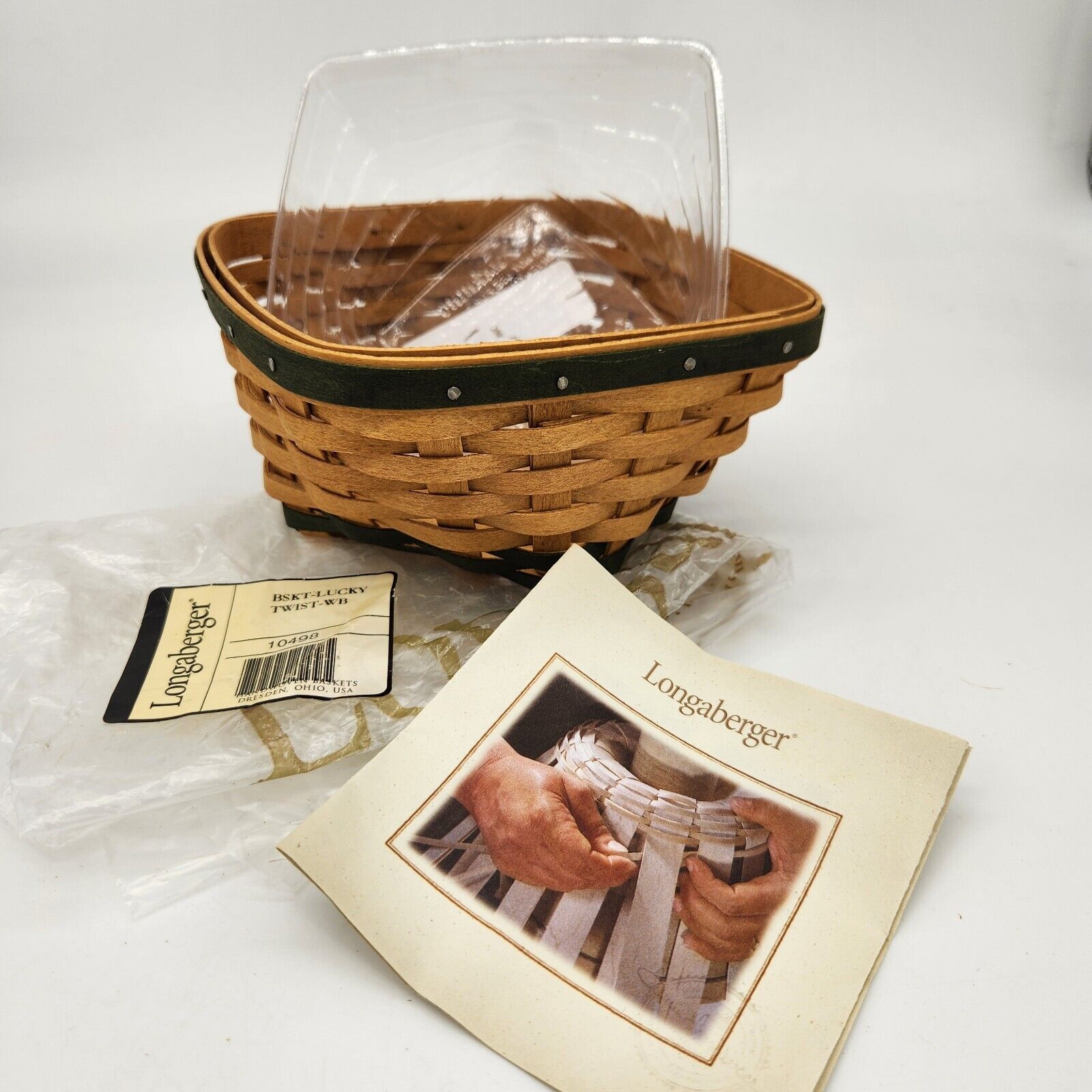 Longaberger 2006 Lucky Twist Basket+Prot. NOS~5th Ed~SOLD 1 MTH ONLY St Patrick