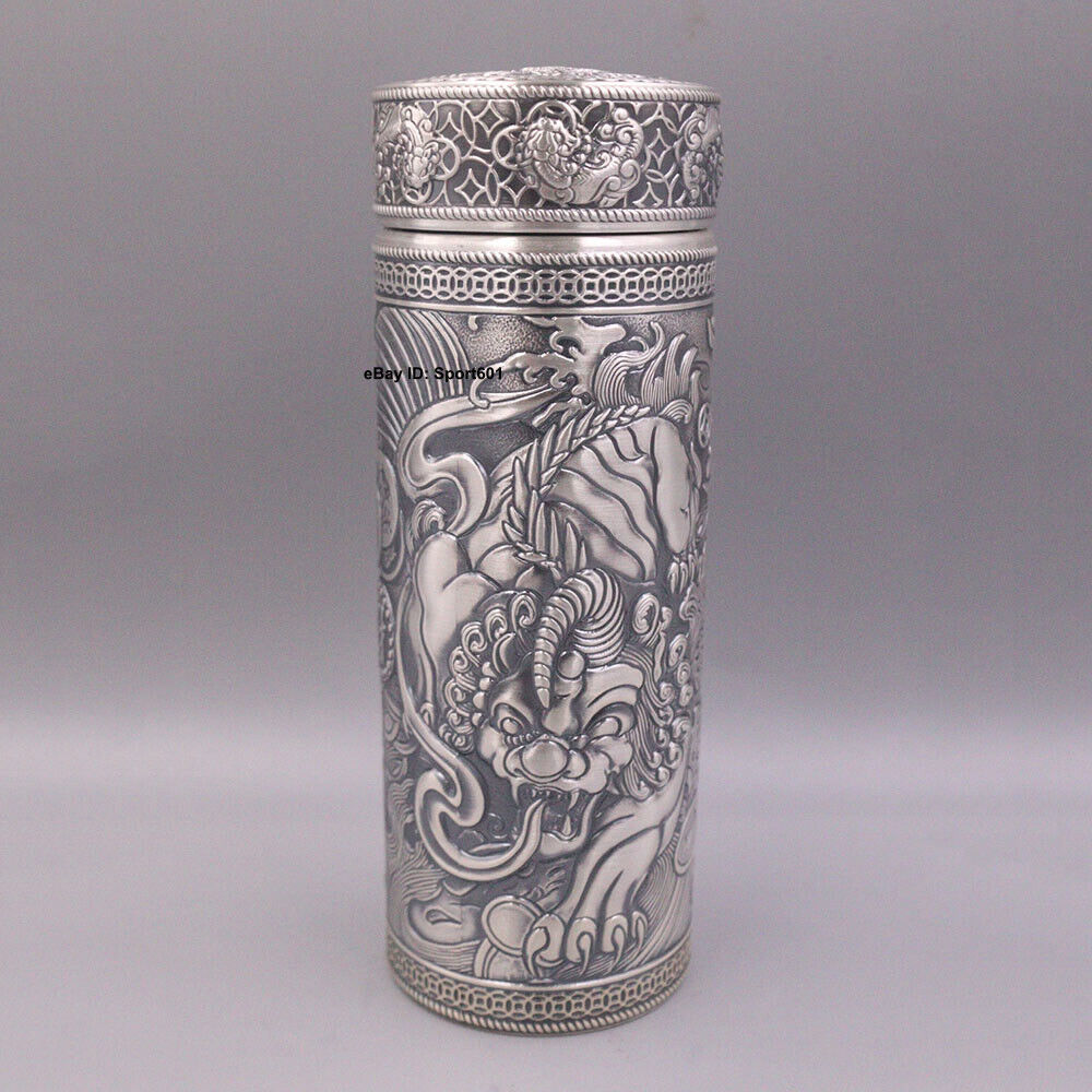 Pure 999 Fine Silver Cup Drinking Water Cup Vacuum Cup Coin Pixiu Pattern 100g