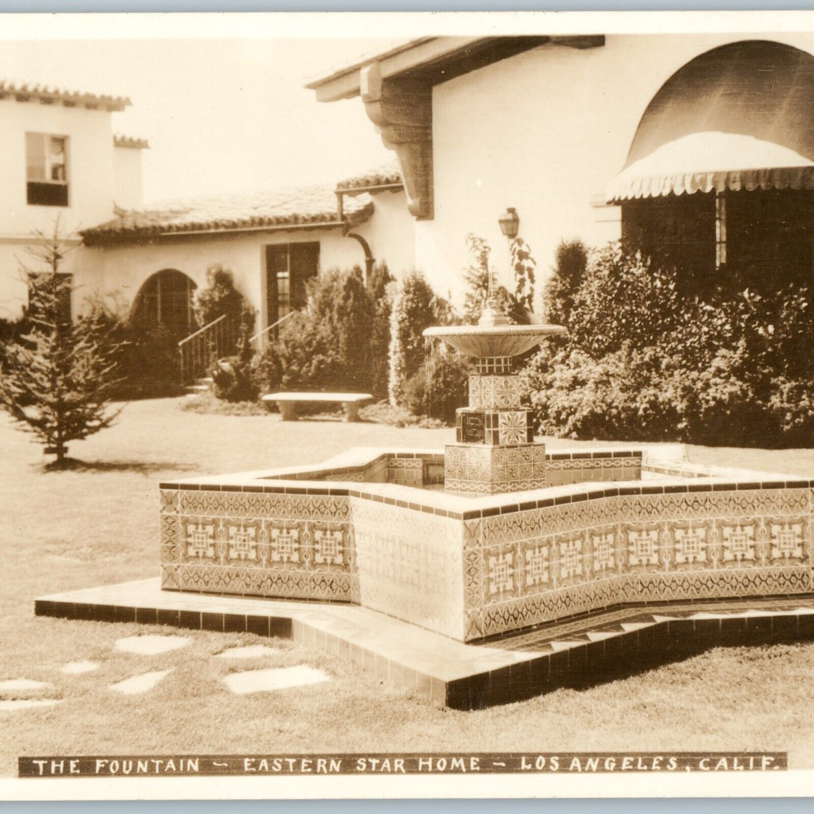 c1930s Los Angeles, CA RPPC Eastern Star Home Water Fountain Tile Mosaic LA A186