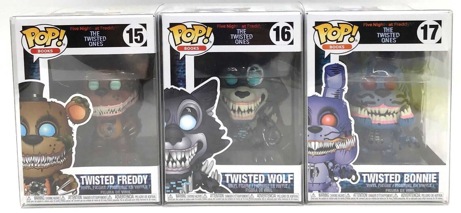 Funko POP FNAF The Twisted Ones Freddy #15 Wolf #16 Bonnie #17 with Protectors