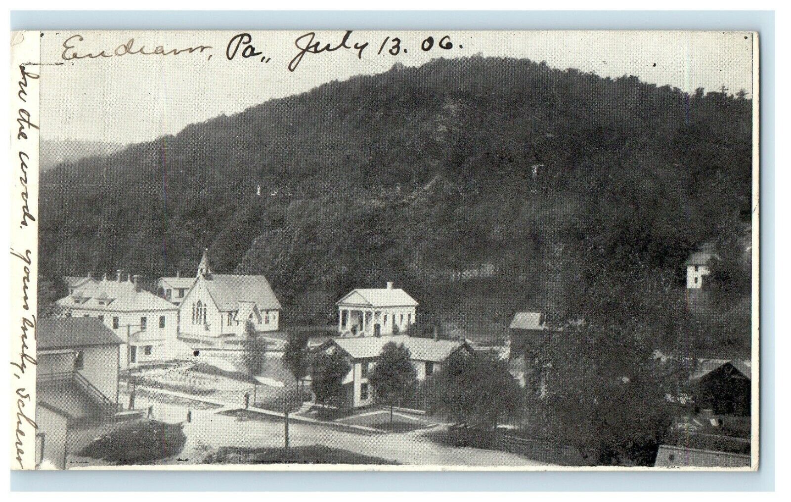 c1906 View of Buildings and Churches, Endeavor, Pennsylvania PA Antique Postcard