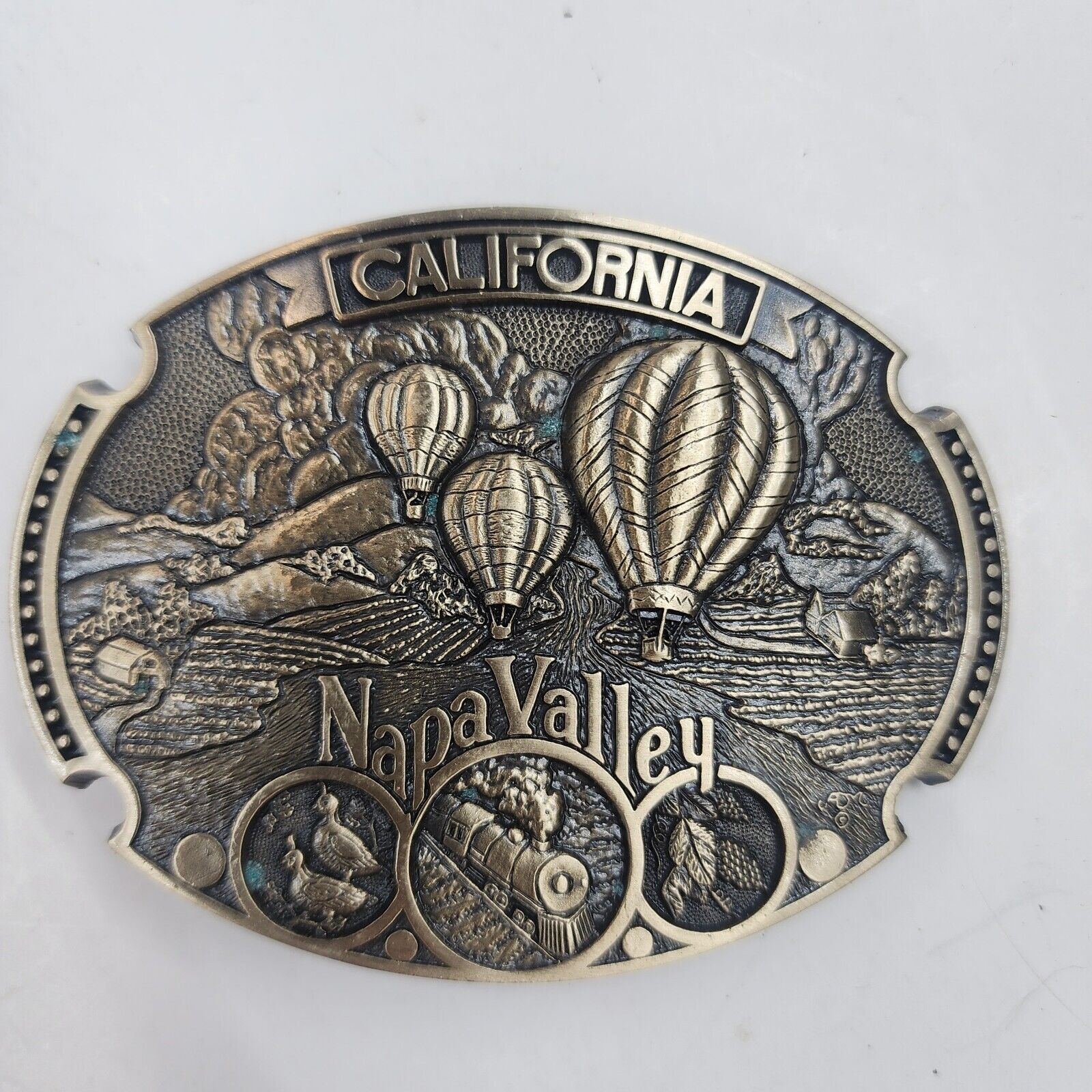 Napa Valley CA Solid Brass Vintage Belt Buckle Limited Edition Award Design