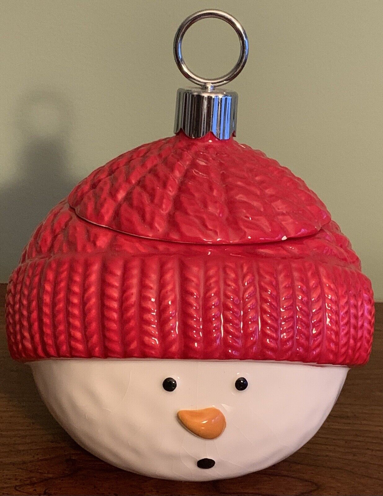 Teleflora 2020 Christmas Snowman Ornament Lidded Jar / Candy Dish Holiday Decor
