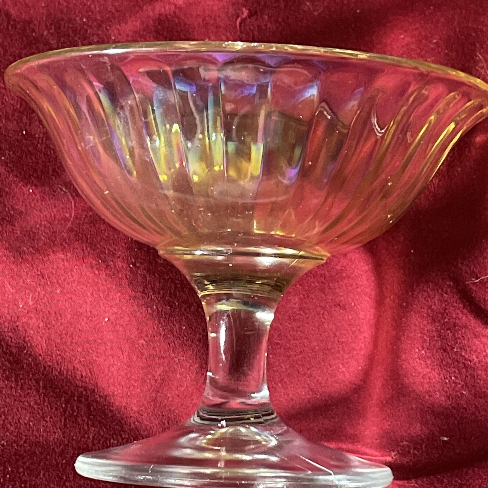 4 Vintage Imperial Smooth Iridescent/orange Carnival Glass Sherbet Cups