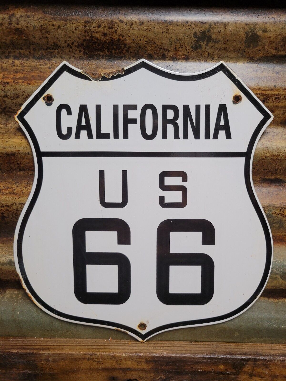 VINTAGE US ROUTE 66 OLD PORCELAIN SIGN US CALIFORNIA HIGHWAY TRANSIT ROAD SHIELD