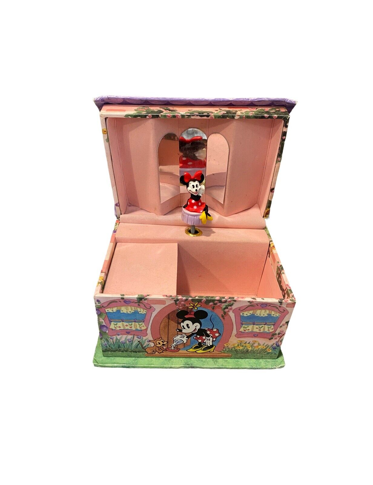 Vintage Disney MINNIE\'S YOO HOO Musical Wind Up Jewelry Box House Disneyland
