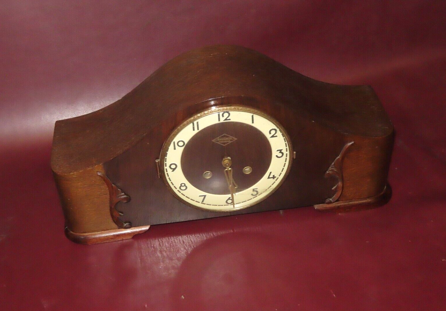 Vintage Goodwin Precision Art Deco Oak Wood Case Camel Back Mantel Clock - As-Is