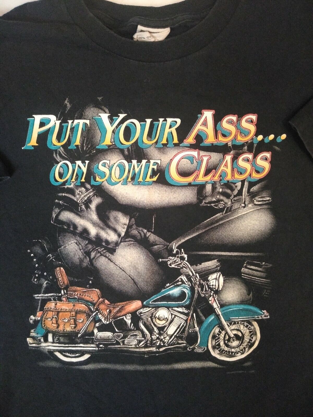 Vintage Harley Davidson SINGLE STITCH Freedom USA DBL Sided Put Your Ass on Some
