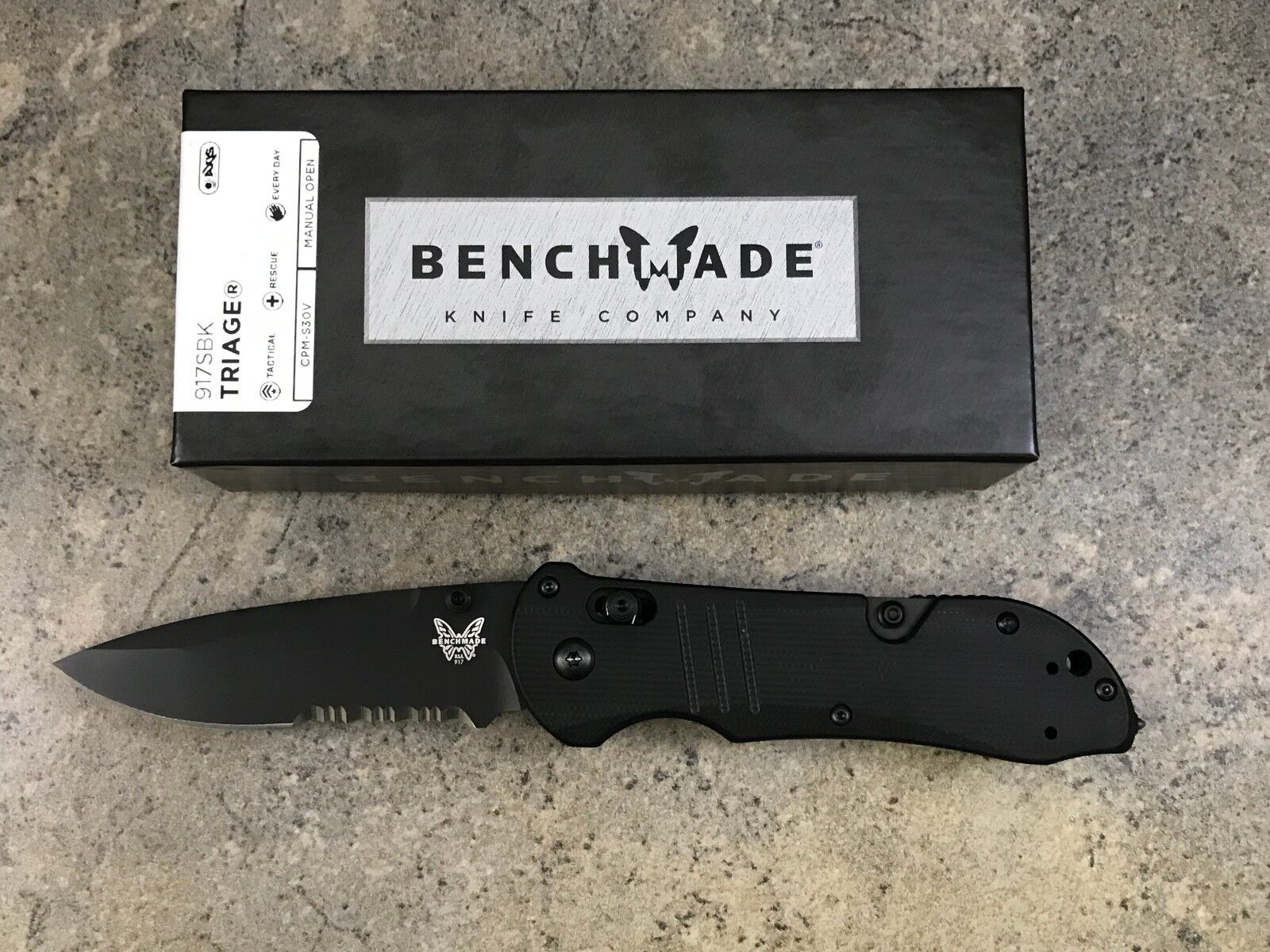 Benchmade Tactical Triage Knife 917SBK Glass Breaker Rescue Hook 1st Production
