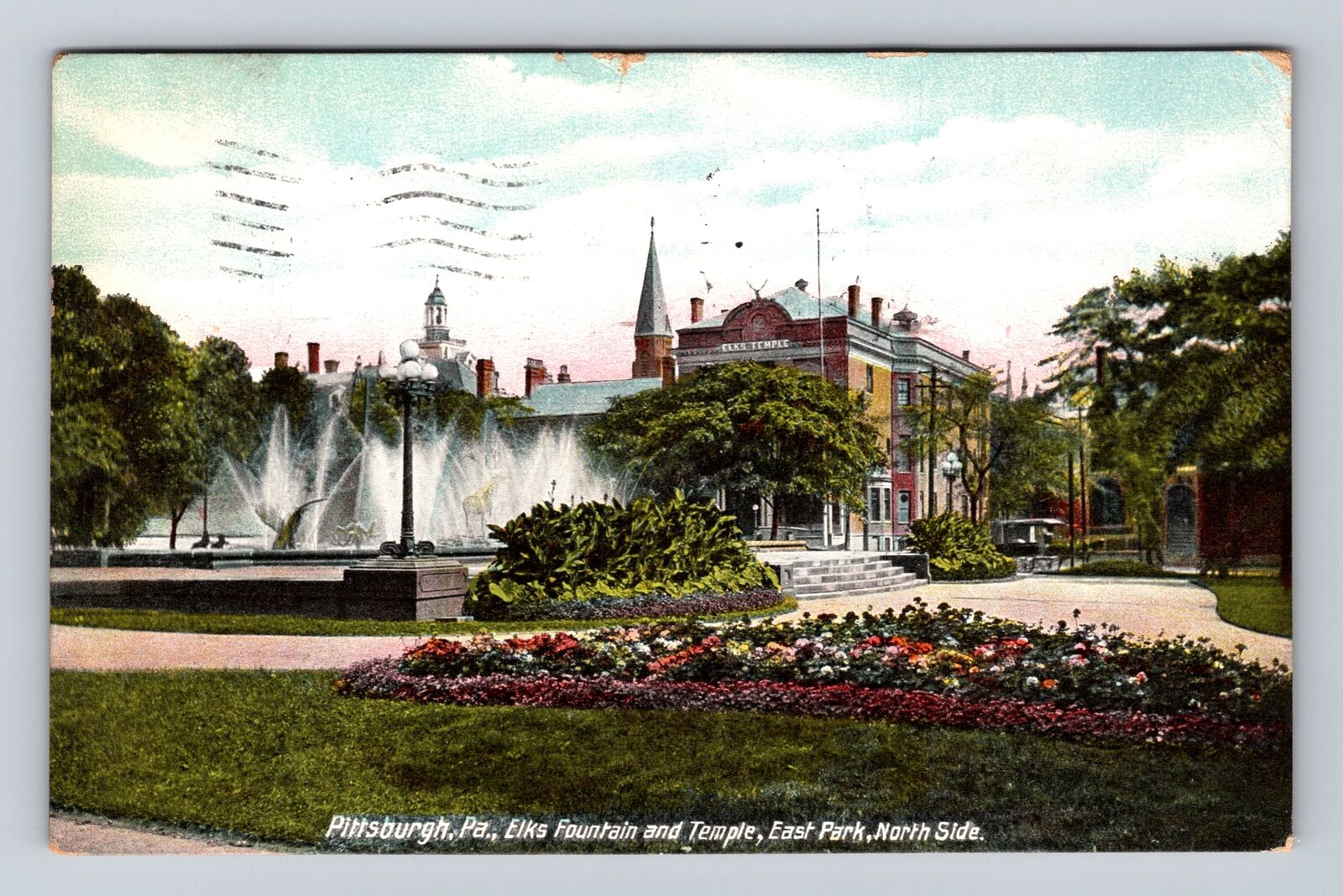 Pittsburgh PA-Pennsylvania, Elks Fountain & Temple, Vintage c1909 Postcard