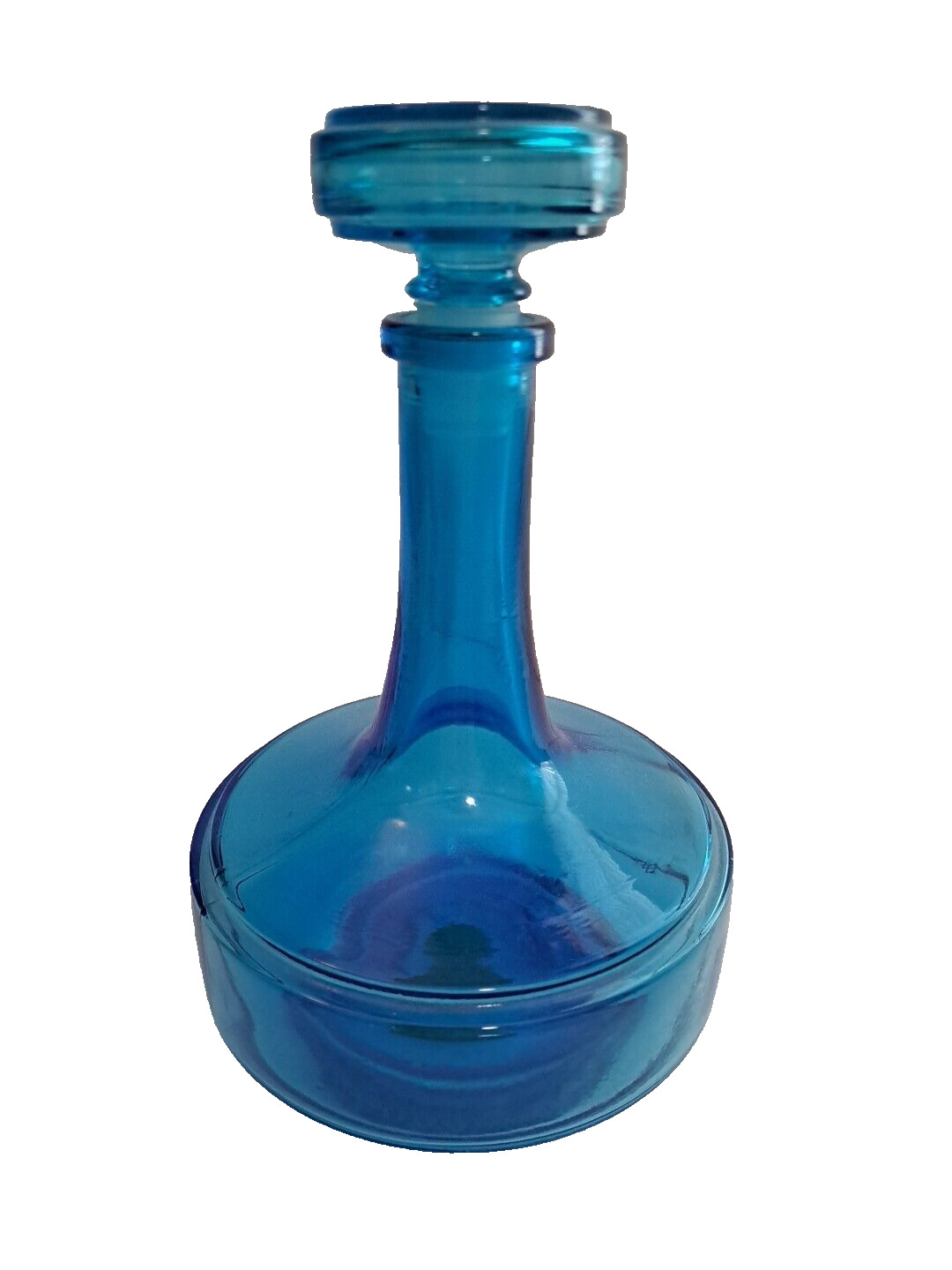 Vtg Blue Mid Century MCM Genie Decanter Bottle Stopper Belgium 8.5\