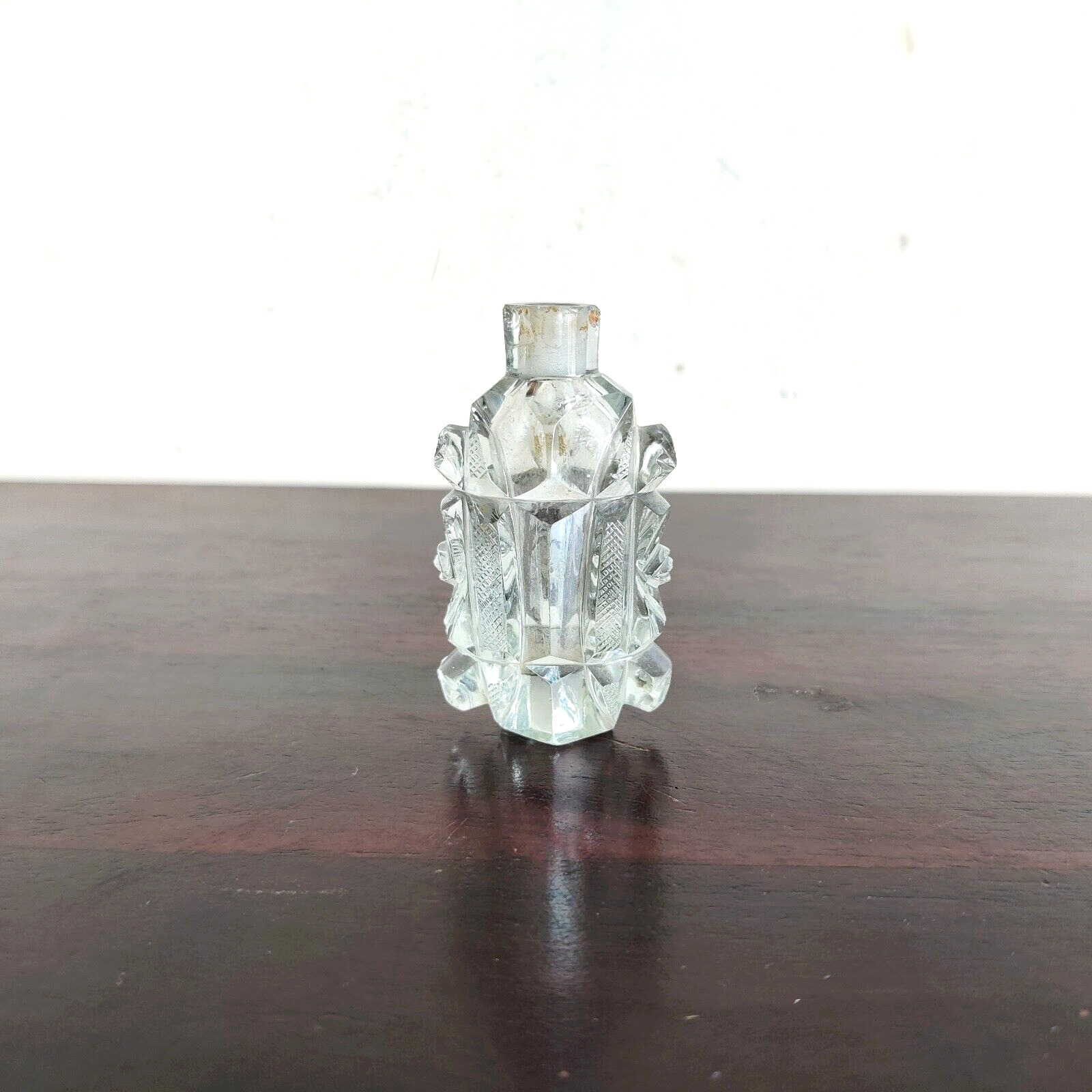1930s Vintage Perfume Clear Cut Glass Bottle Decorative Old Collectible G837