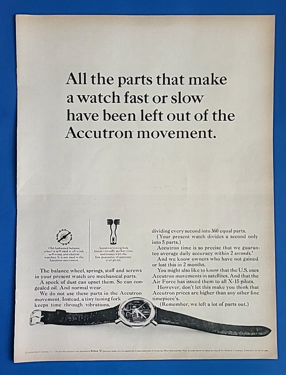 1964 Bulova Accutron Watch Vtg 1960\'s Magazine Print Ad All the parts that...