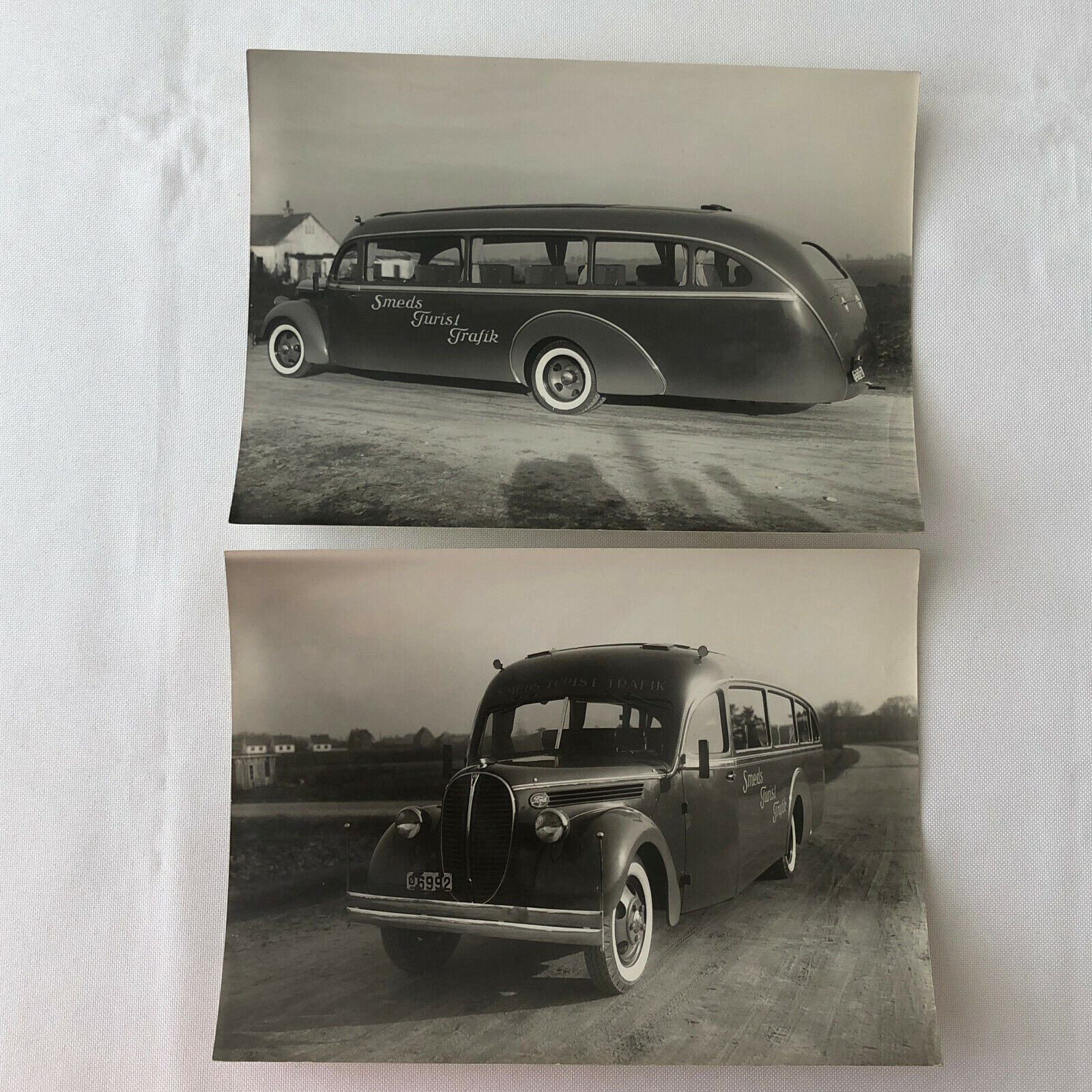 Antique Vintage Photograph of a Streamline Ford Bus Truck Lot of 2 - Denmark 