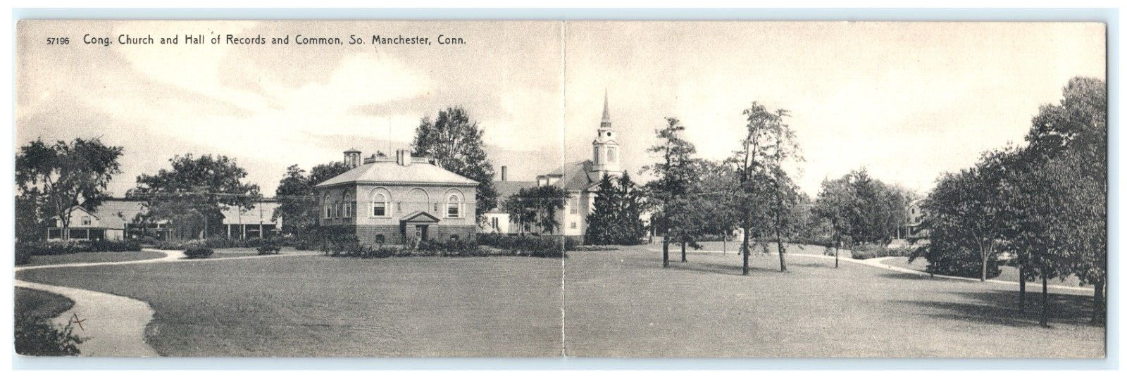 1907 Cong. Church Records South Manchester CT Connecticut Panoramic Postcard