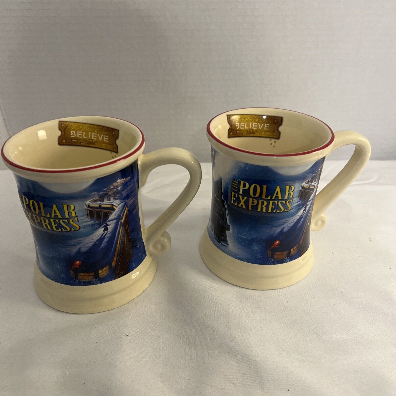 The Polar Express 3D Christmas Coffee Mugs cups  Set of 2 By Warner Brothers