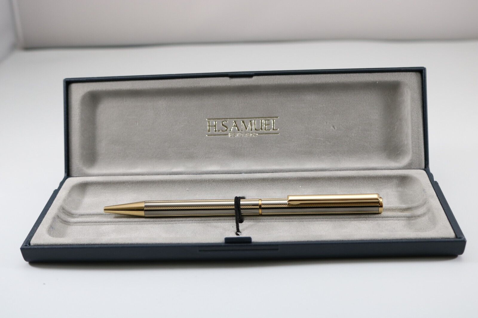 Vintage H. Samuel (Jewellers) Gun Metal Grey & Gold Ballpoint Pen (Cased)