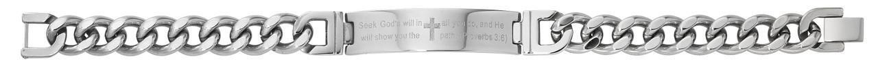 Men\'s Stainless Steel Bracelet with Prayer Size 8in Comes Boxed