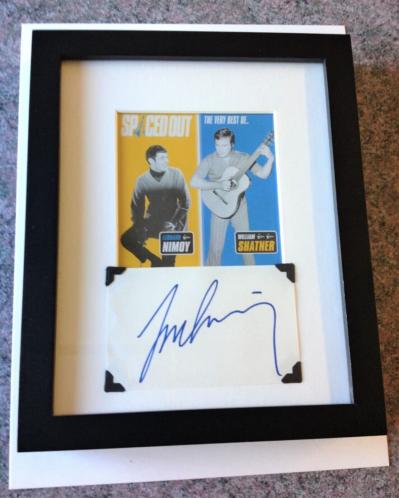 Leonard Nimoy Spock Signed Index Card Display With Spaced Out / Very Best Of CD
