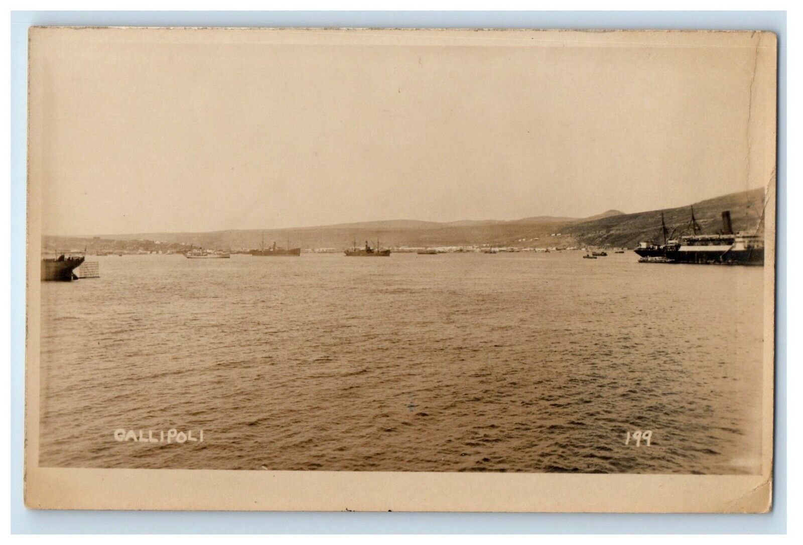 c1920\'s Sea View Ship Gallipoli Turkey RPPC Photo Unposted Vintage Postcard