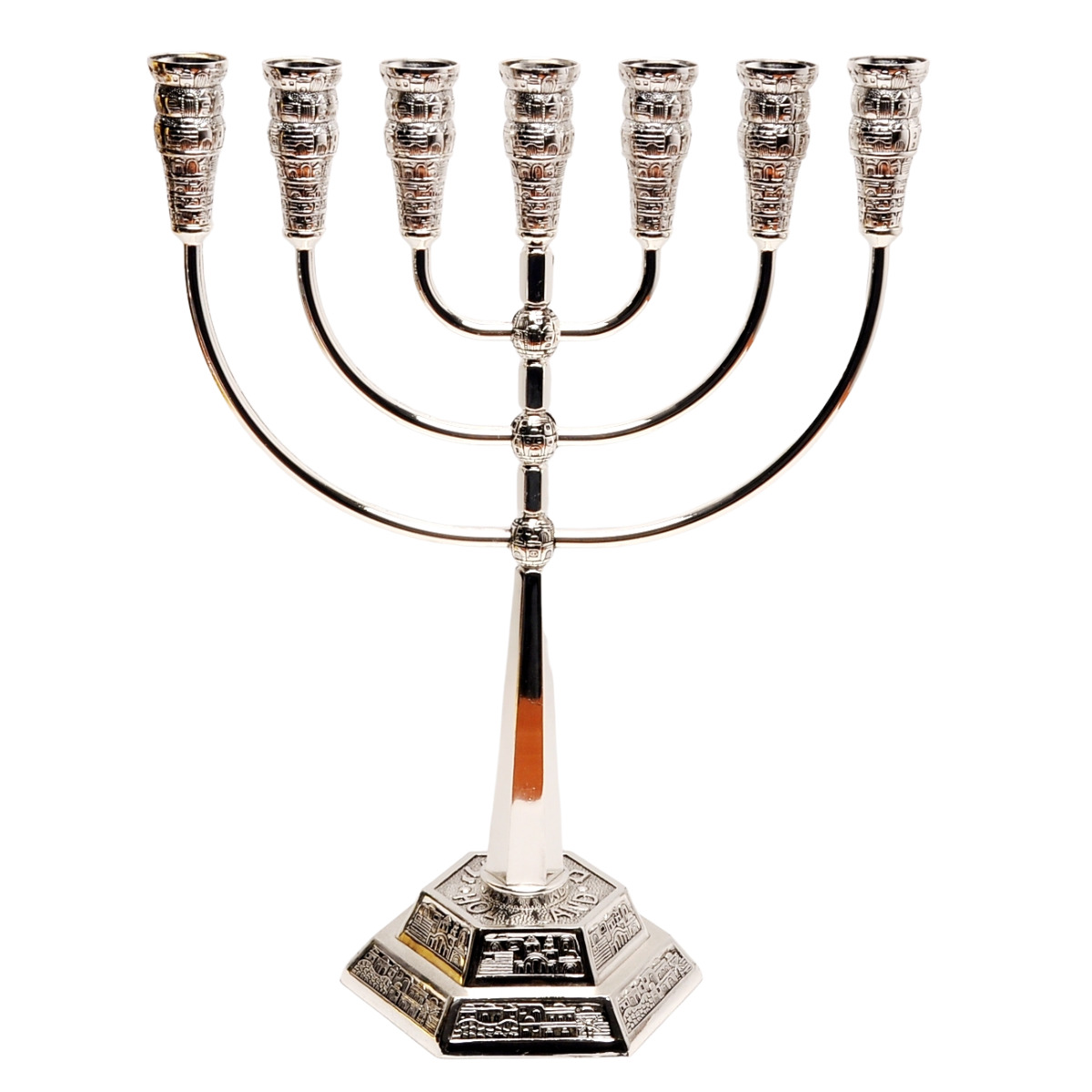 Large Authentic Menorah Jerusalem Silver Plated Candle Holder 15.8″ / 40cm