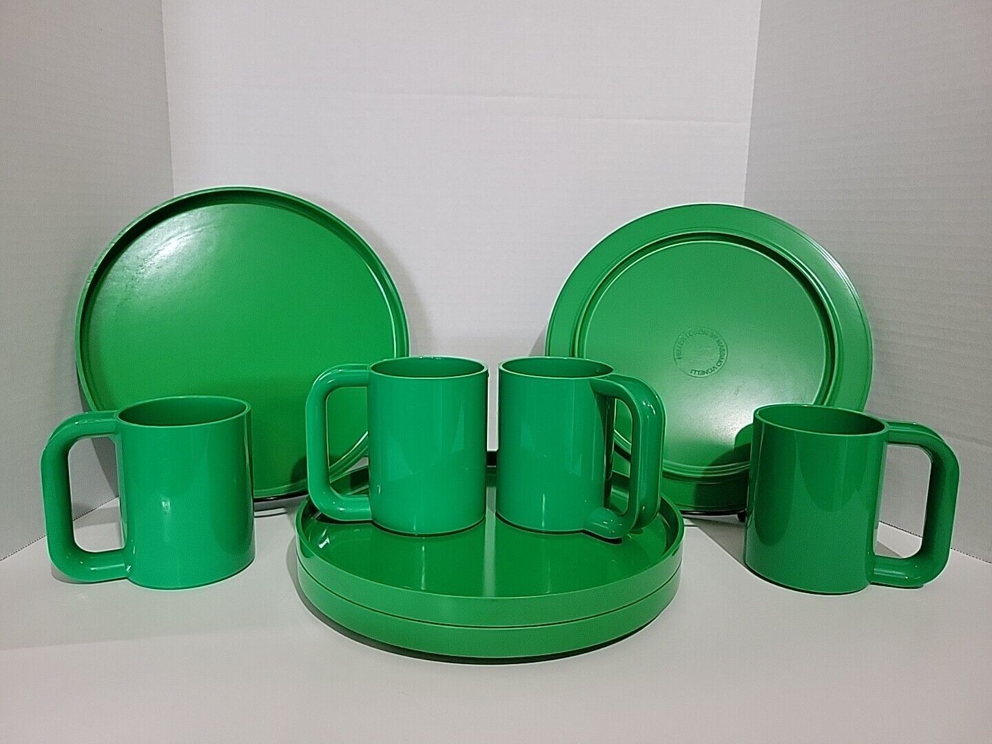  Heller Design By Massimo Vignelli Melamine Melmac 4pc Green Cup & Plate Set
