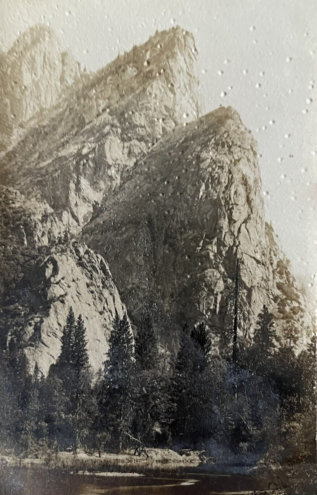 c1908 Three Brothers, Yosemite Valley, CA Antique Real Photo Postcard RPPC