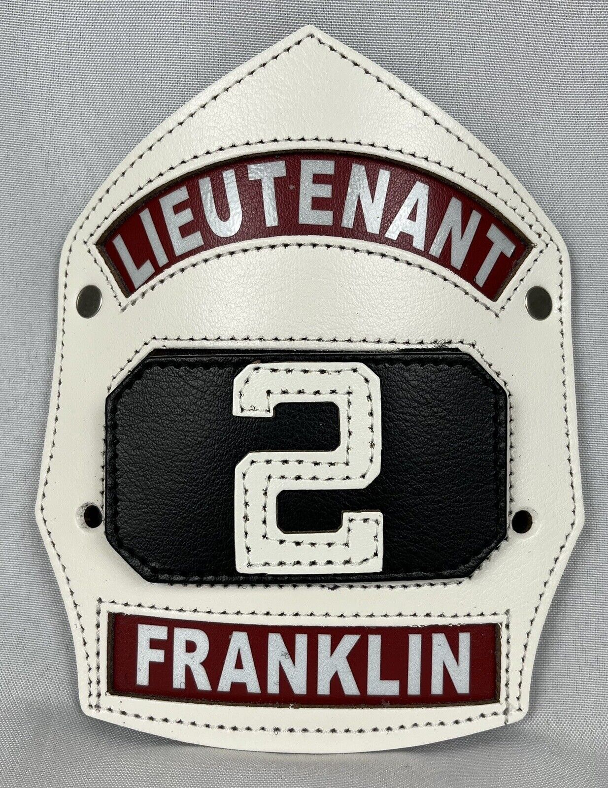 White Leather Firefighter Shield w/ Black Passport-LIEUTENANT  #2-NEW- Free S/H