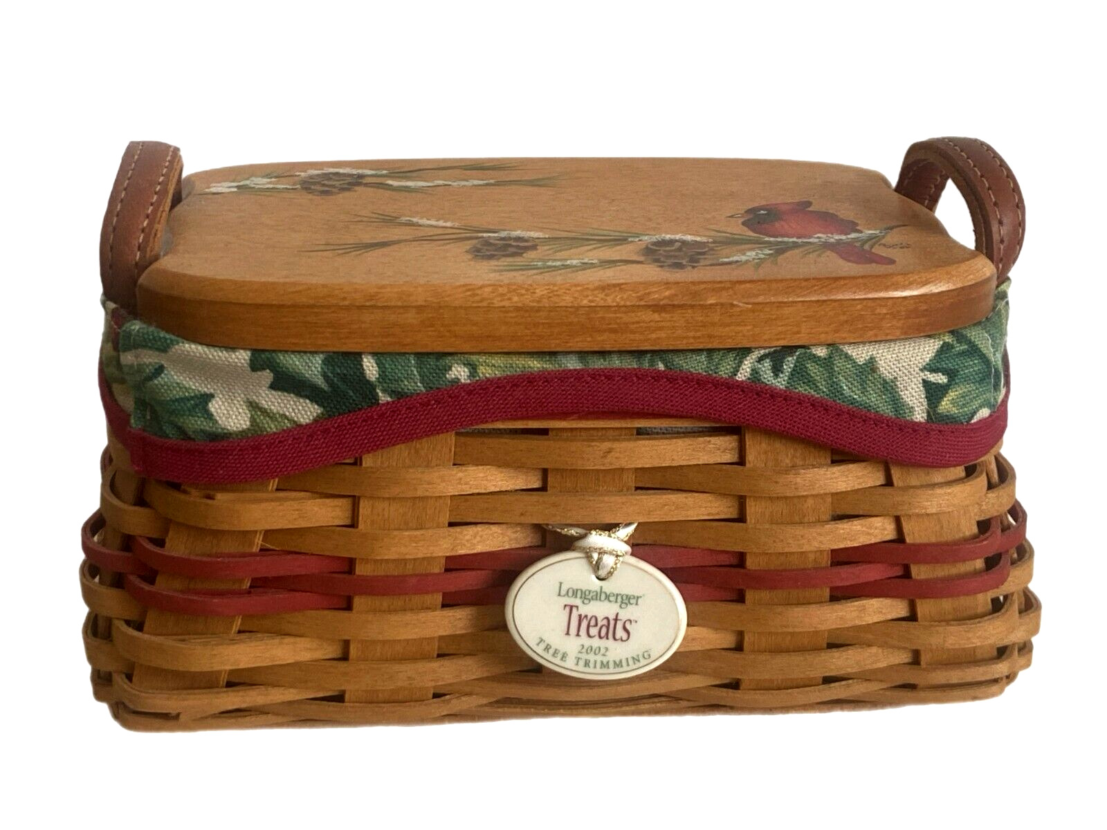 Longaberger Tree Trimming Collection Treats Basket Hand Painted Lid & Tie-on