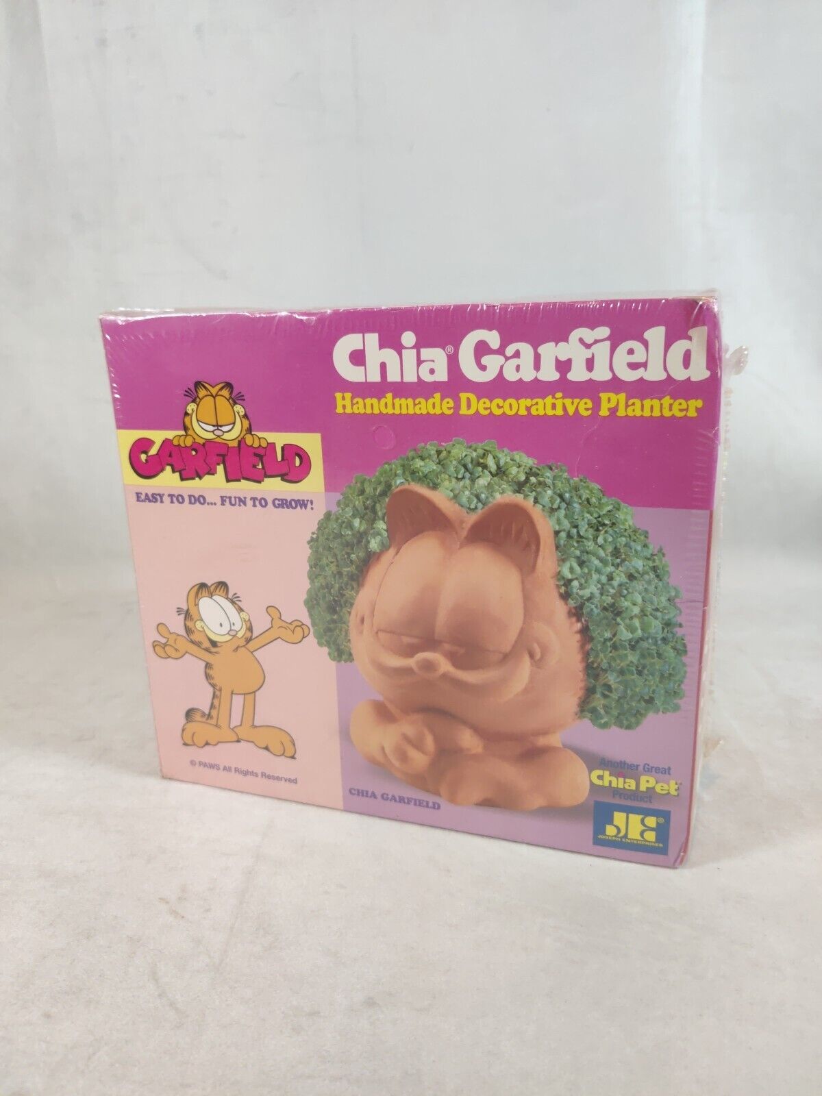 Vintage Chia Pet Garfield Handmade Decorative Pottery Planter Factory Sealed