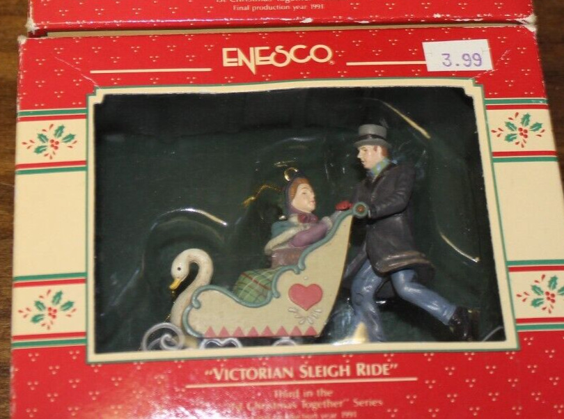 Enesco Victorian Sleigh Ride Christmas Holiday Ornament in box