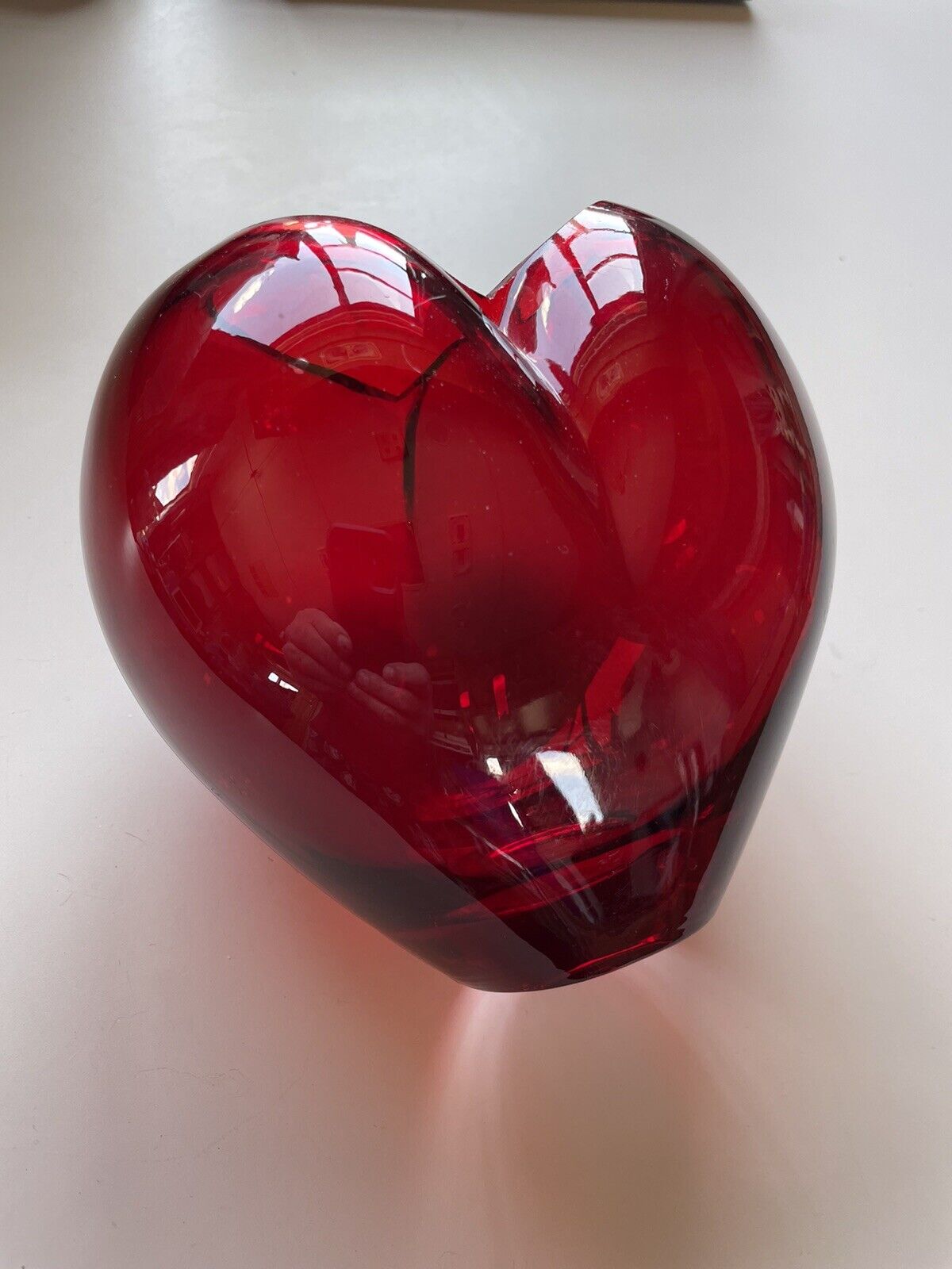 FTD Red Glass Heart Vase Vintage 1982