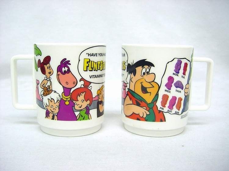 Pair of Vintage 1988 Flintstones Mail Away Vitamin Premium Mug by Deka 