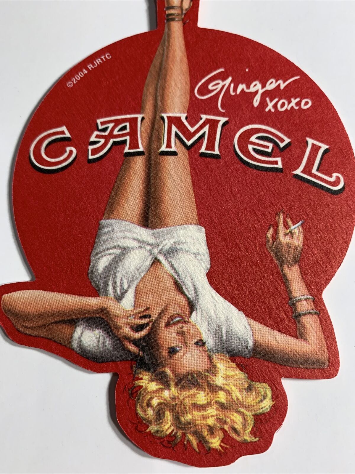 Camel Cigarettes Soda Or Beer Coaster  Pin Up Blonde Girl Ginger 2004