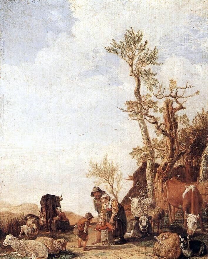 Art Oil painting Peasant-Family-with-Animals-Paulus-Potter-Oil-Painting