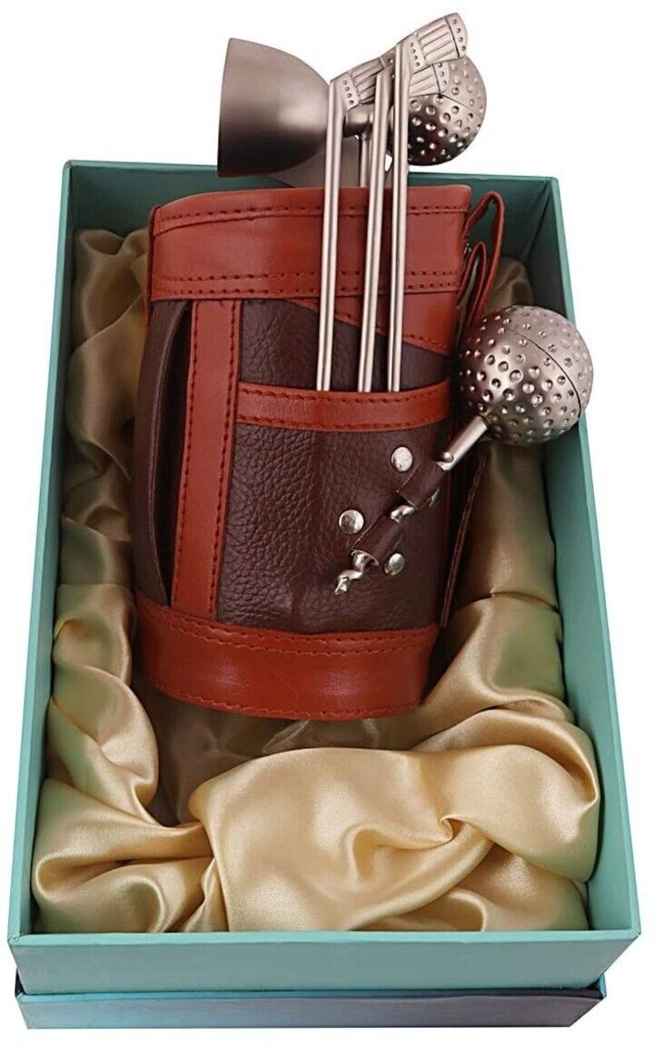 Exclusive Golf Bar Set with Leatherette Bag & Beautiful Box (Multicolor) Gift