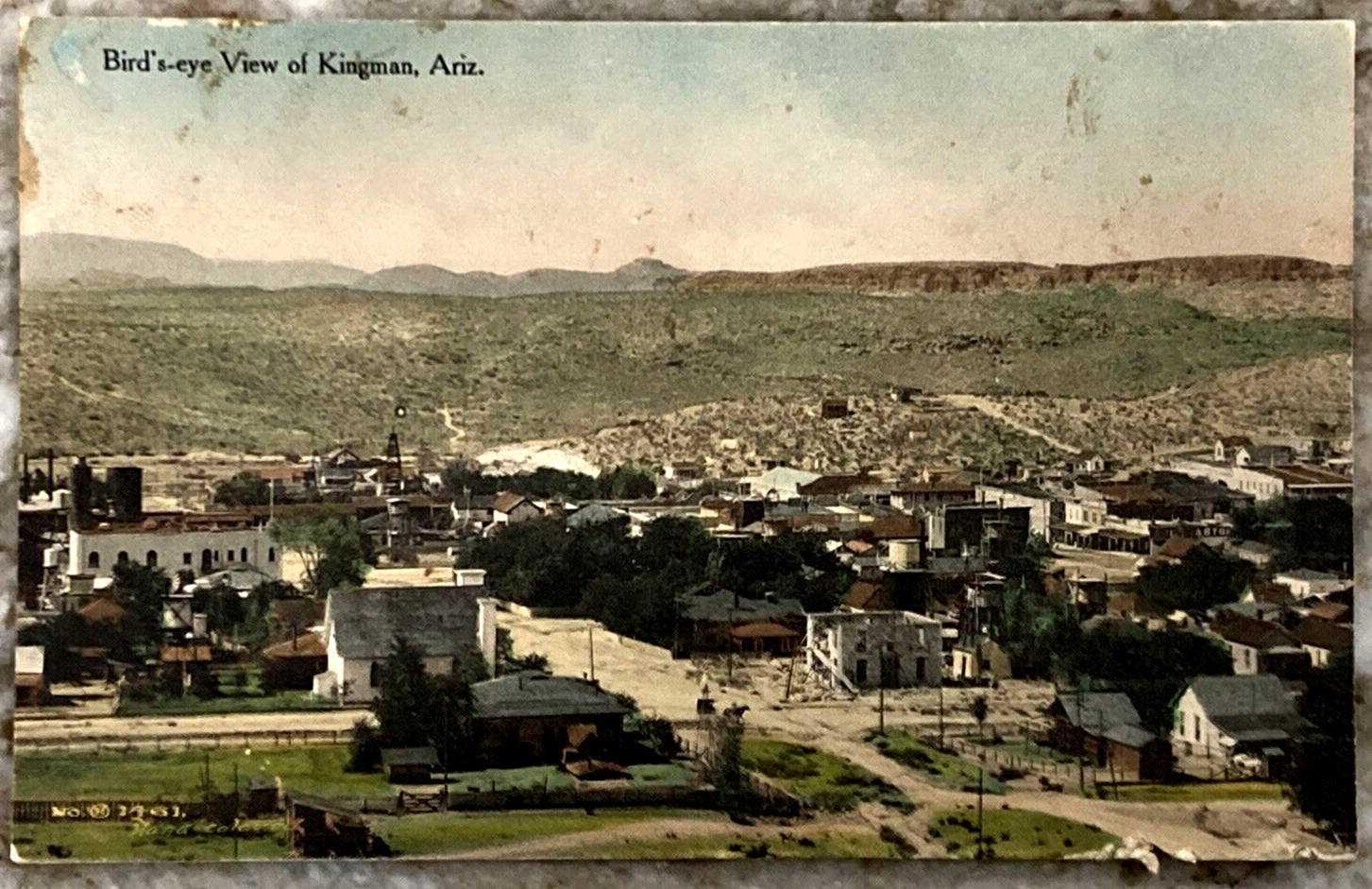 Birds-eye View of Kingman Arizona Fred Harvey HC Divided Back Postcard 1260