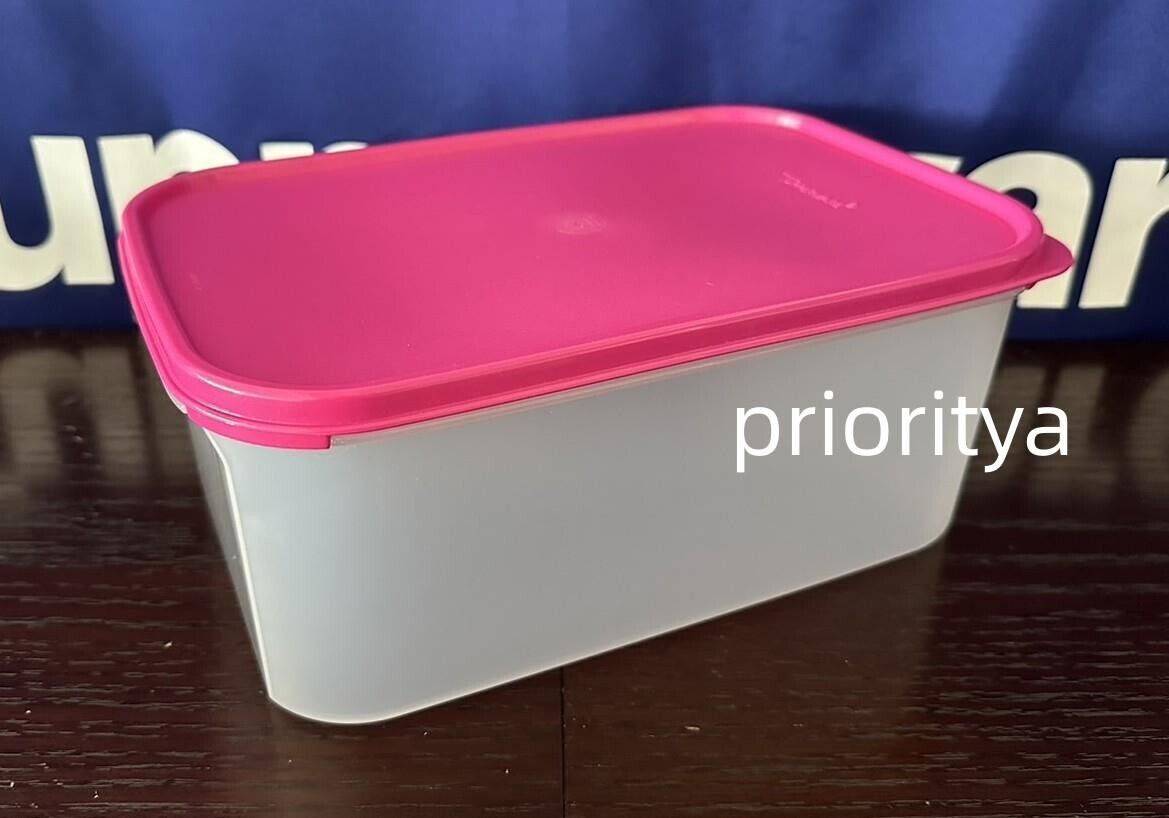 Tupperware Modular Mates 18 cup Rectangle Rectangular #2 Container Pink Seal New