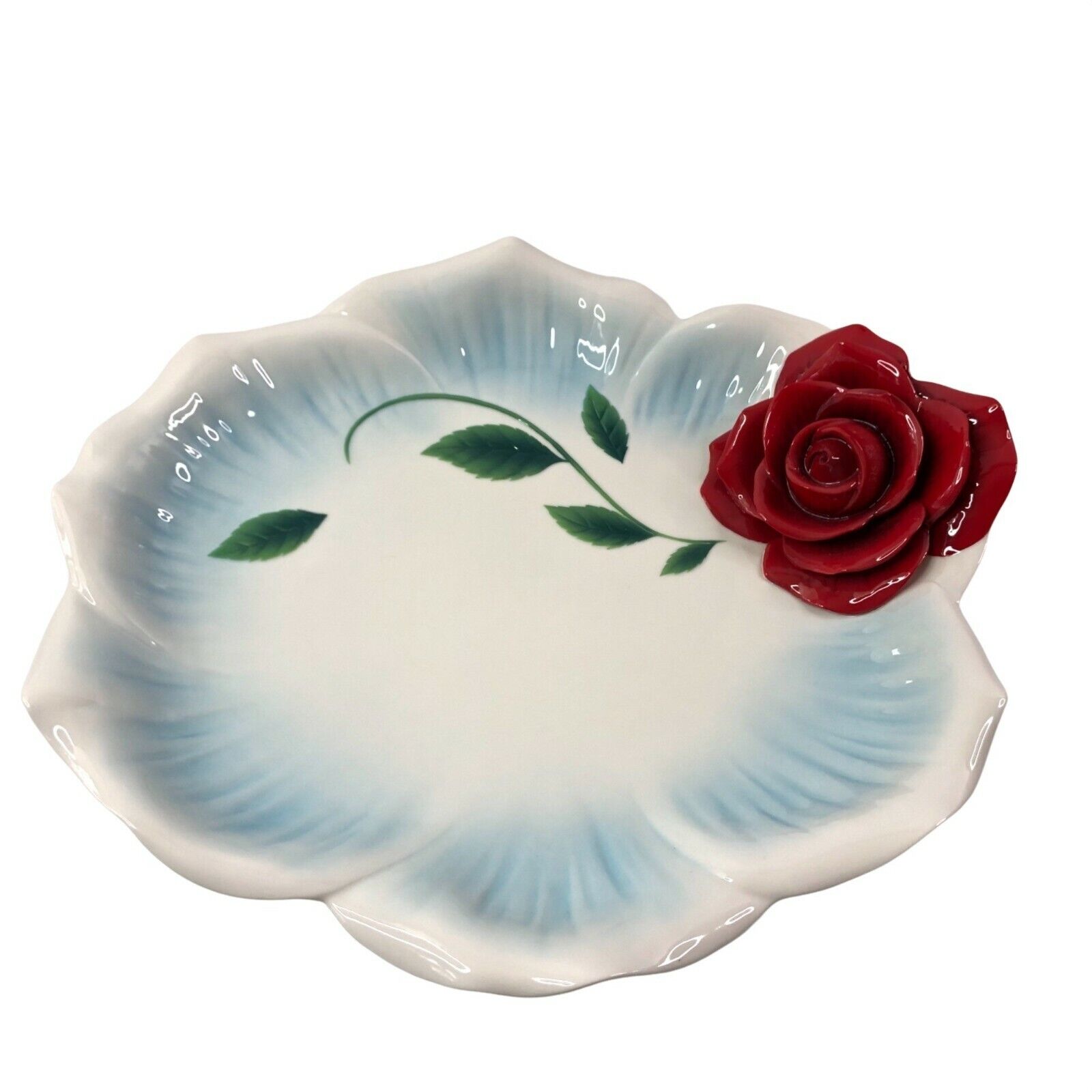 Franz Romance of the Rose Large Tray Platter Sculptured Porcelain Oversized