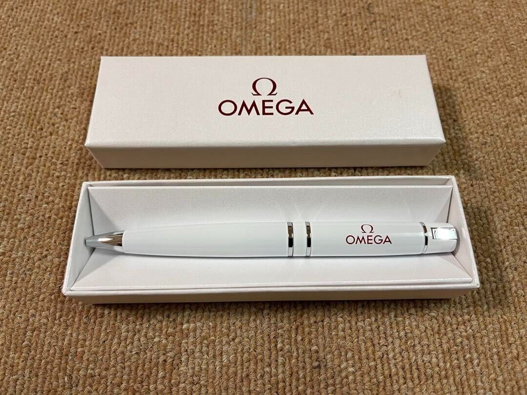 OMEGA Ballpoint Pen Matte White with Package Box Giveaway Not For Sale Novelty