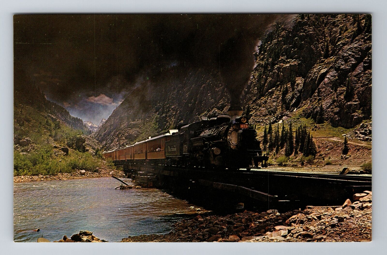 Silverton CO-Colorado, Silverton Narrow Gauge Train, Bridge Vintage Postcard