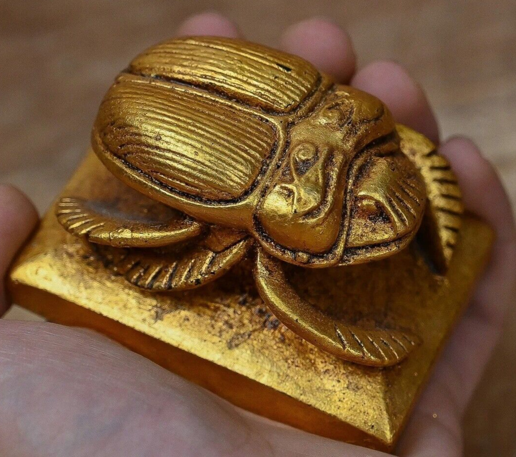 RARE Ancient Antique Of Pharaonic Scarabs Made Of Stone Covered By Gold Leaf Bc