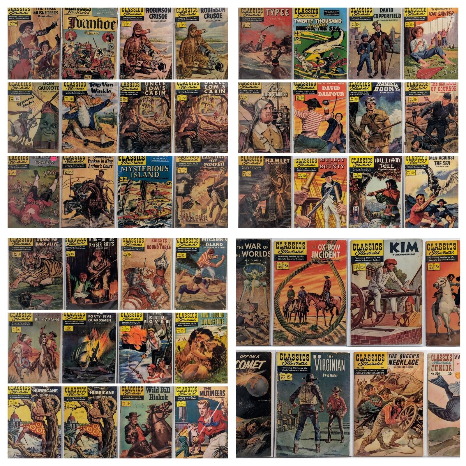 VINTAGE CLASSICS ILLUSTRATED #1-165 COMIC LOT OF 44 ISSUES HRN LISTED BELOW