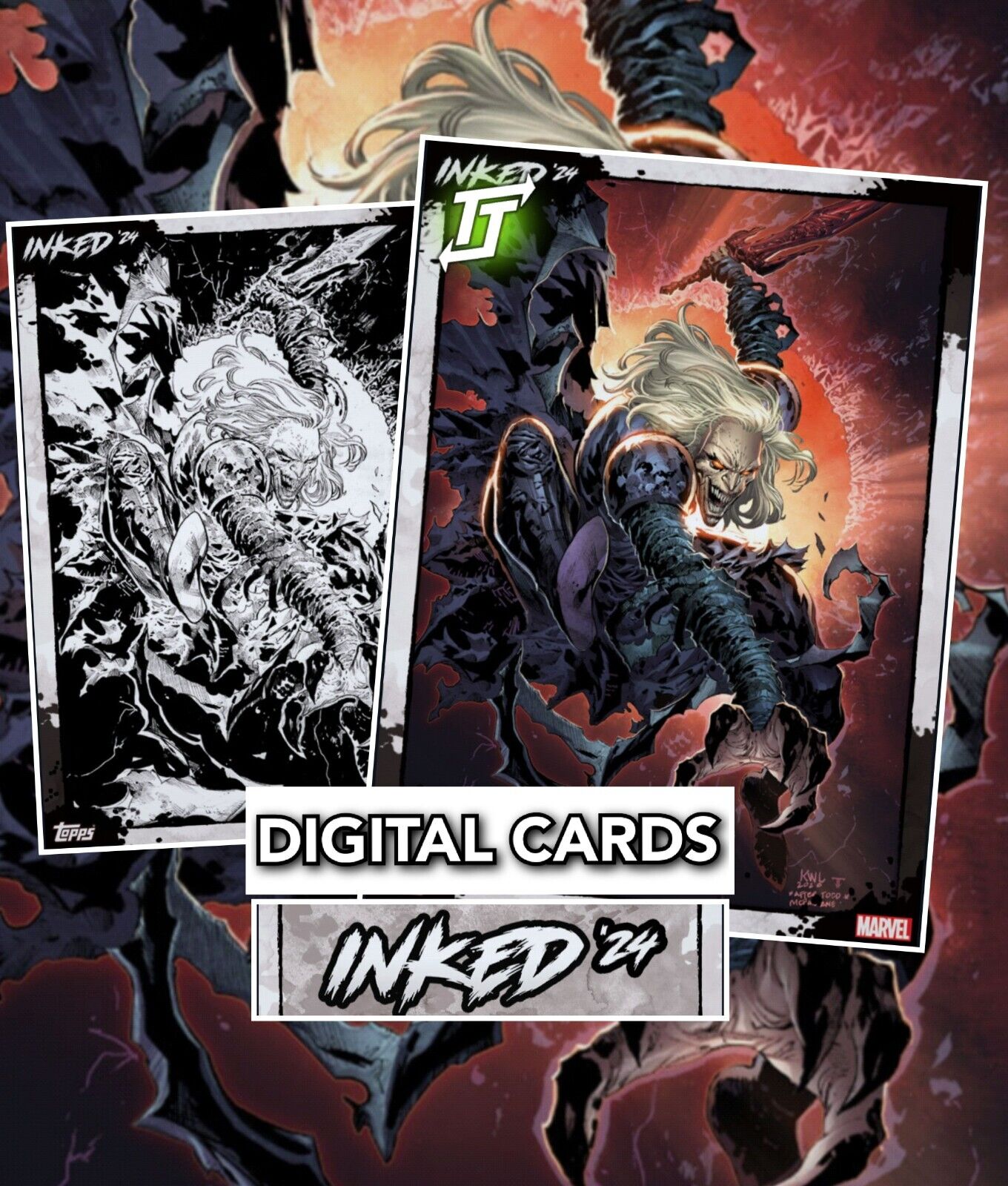 Topps Marvel Collect Inked '24 S2 Knull Tilt + B & W ⭐Digital Card
