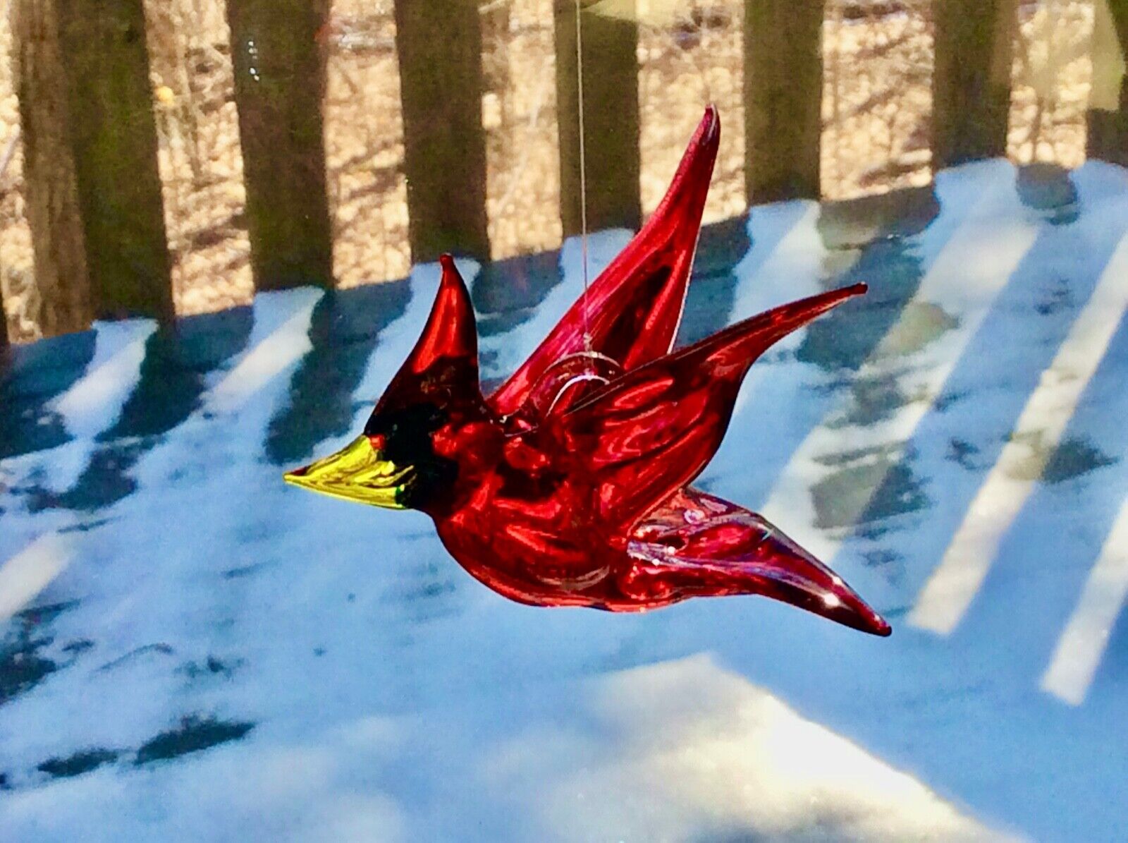 Glass -SALE- Cardinal-Hand blown and Painted-  lower 48 USA