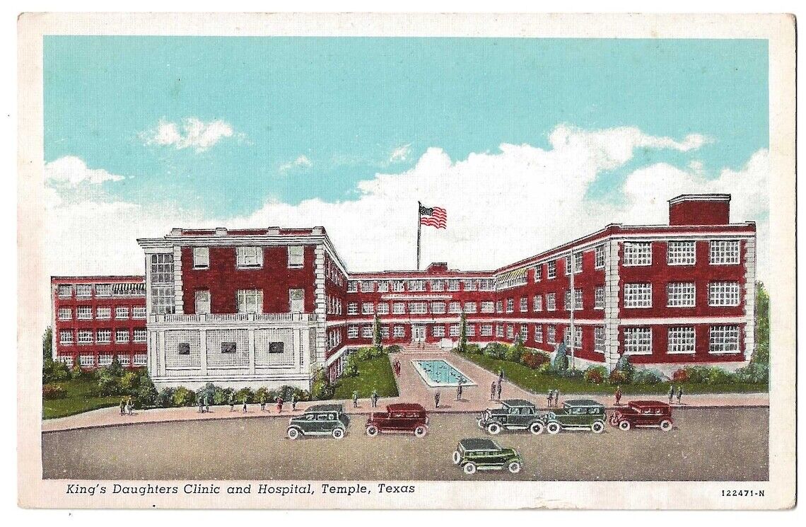 Temple Texas c1930\'s King\'s Daughters Clinic and Hospital, vintage car
