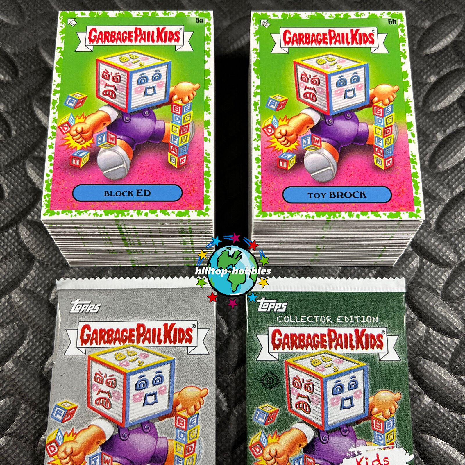 2024 SERIES 1 GARBAGE PAIL KIDS AT PLAY 200-CARD GREEN PARALLEL SET+2x WRAPPERS