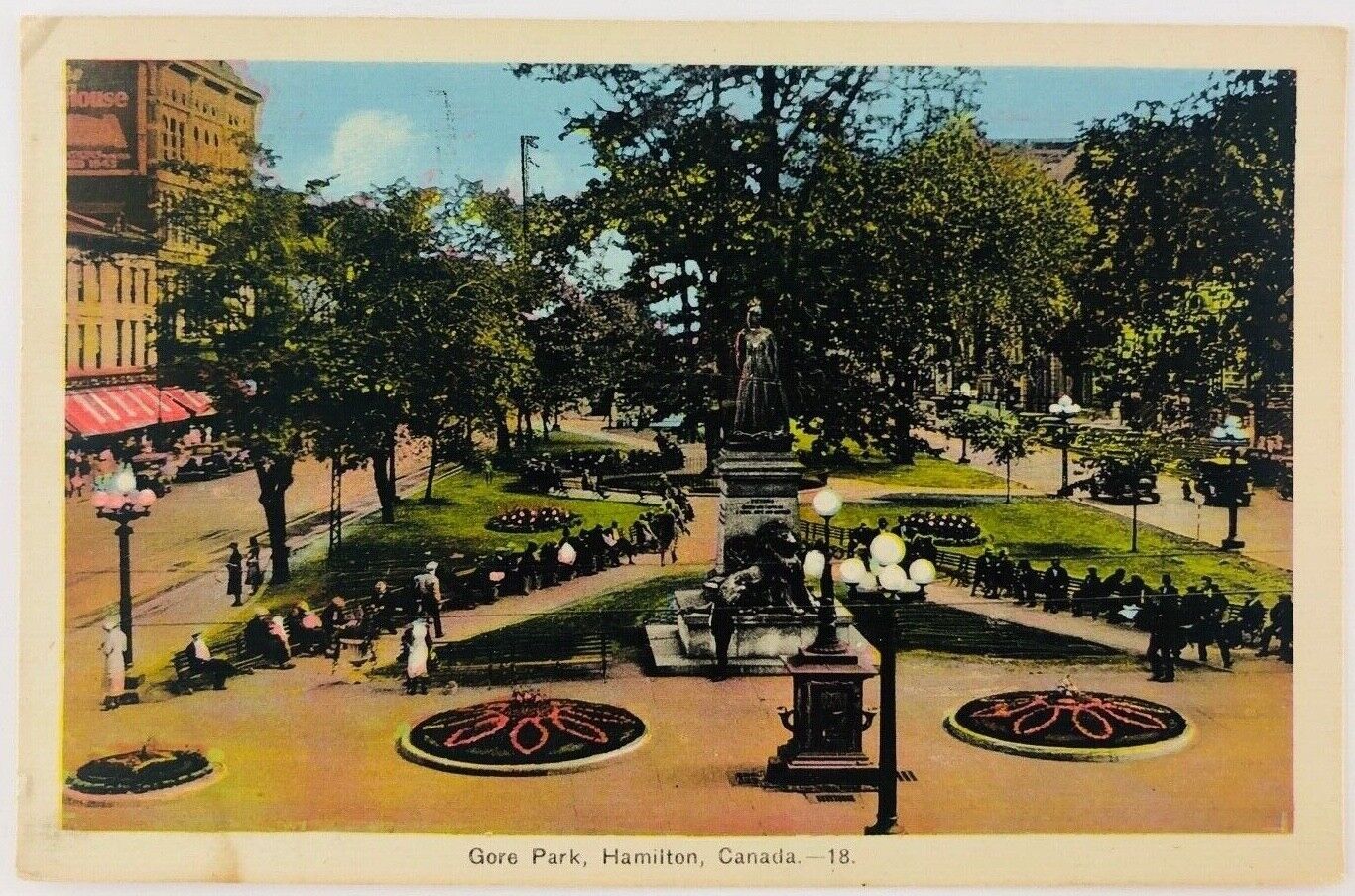 Vintage Hamilton Ontario Canada Gore Park Postcard 1942