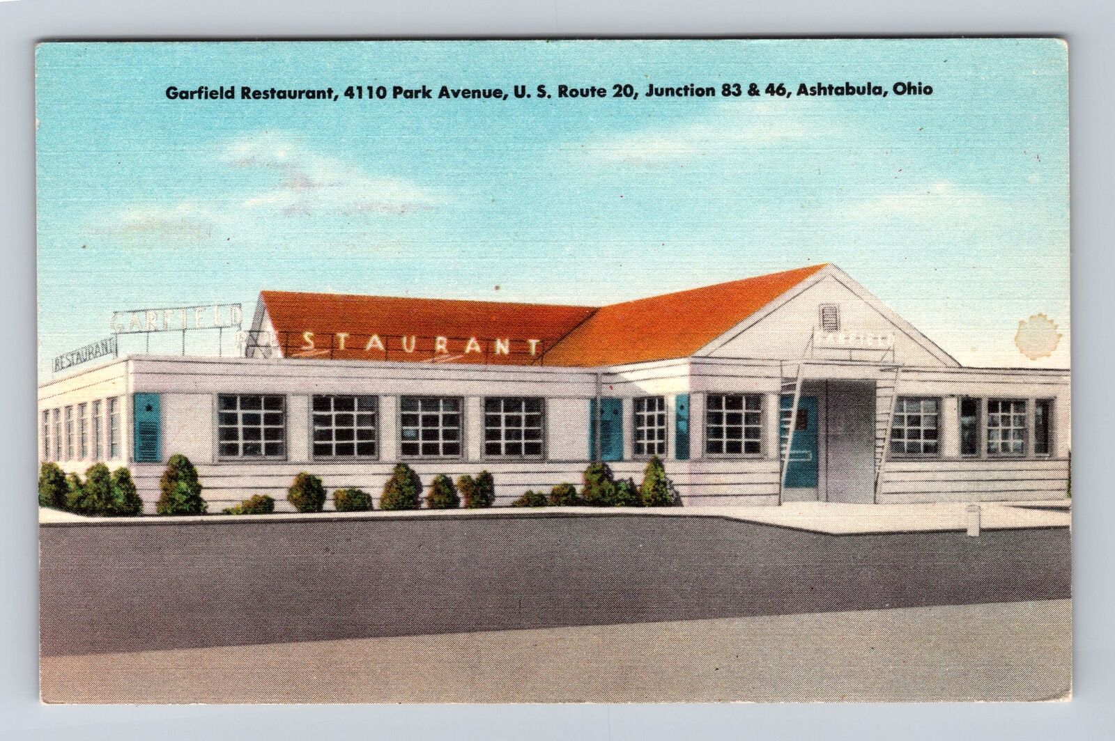 Ashtabula OH-Ohio, The Garfield Restaurant, Antique, Vintage Souvenir Postcard